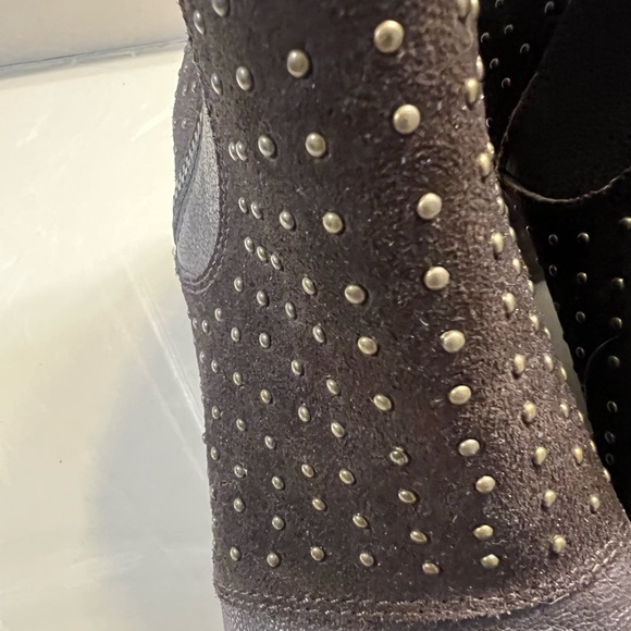 Lucky Brand chocolate brown leather studded boots size 8.5 - Picture 6 of 12